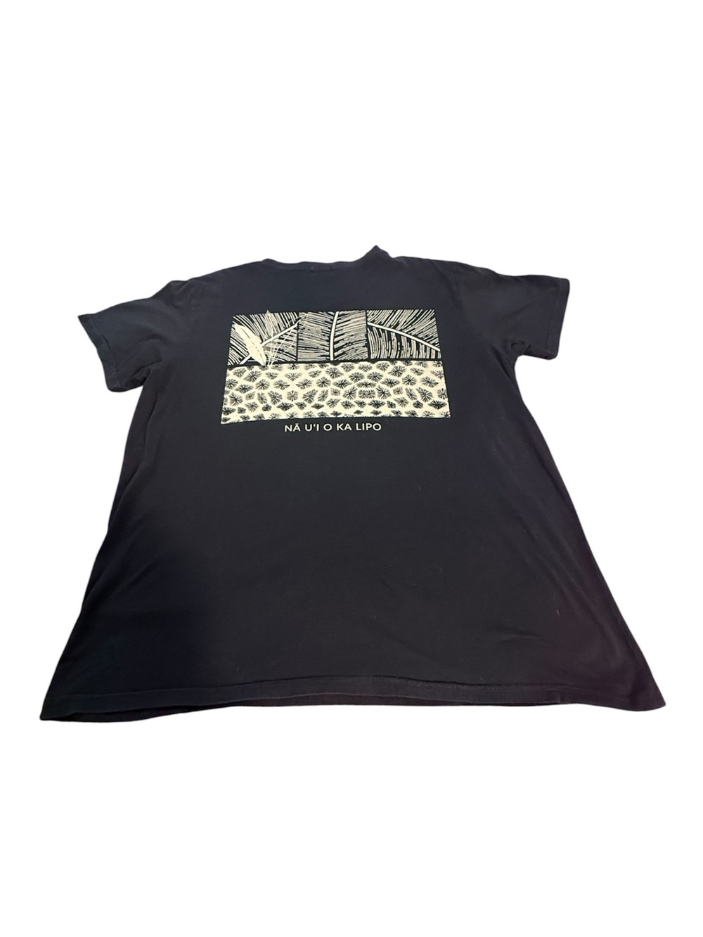 Black Short-Sleeve Tee with Cream Island Graphic